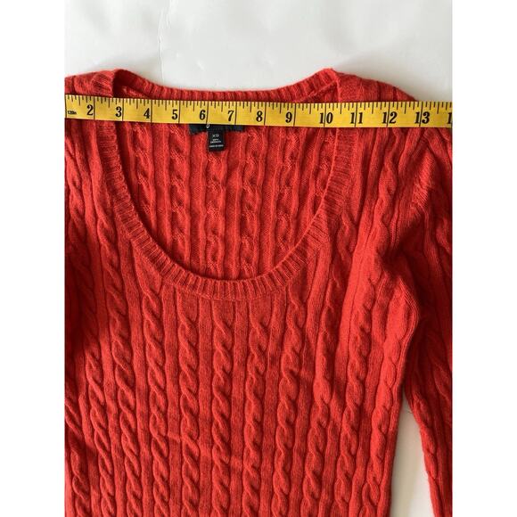 Aqua Cashmere Sweater Woman XS Red Cable Knit Round Neck Comfy Cozy Preppy - Picture 3 of 7